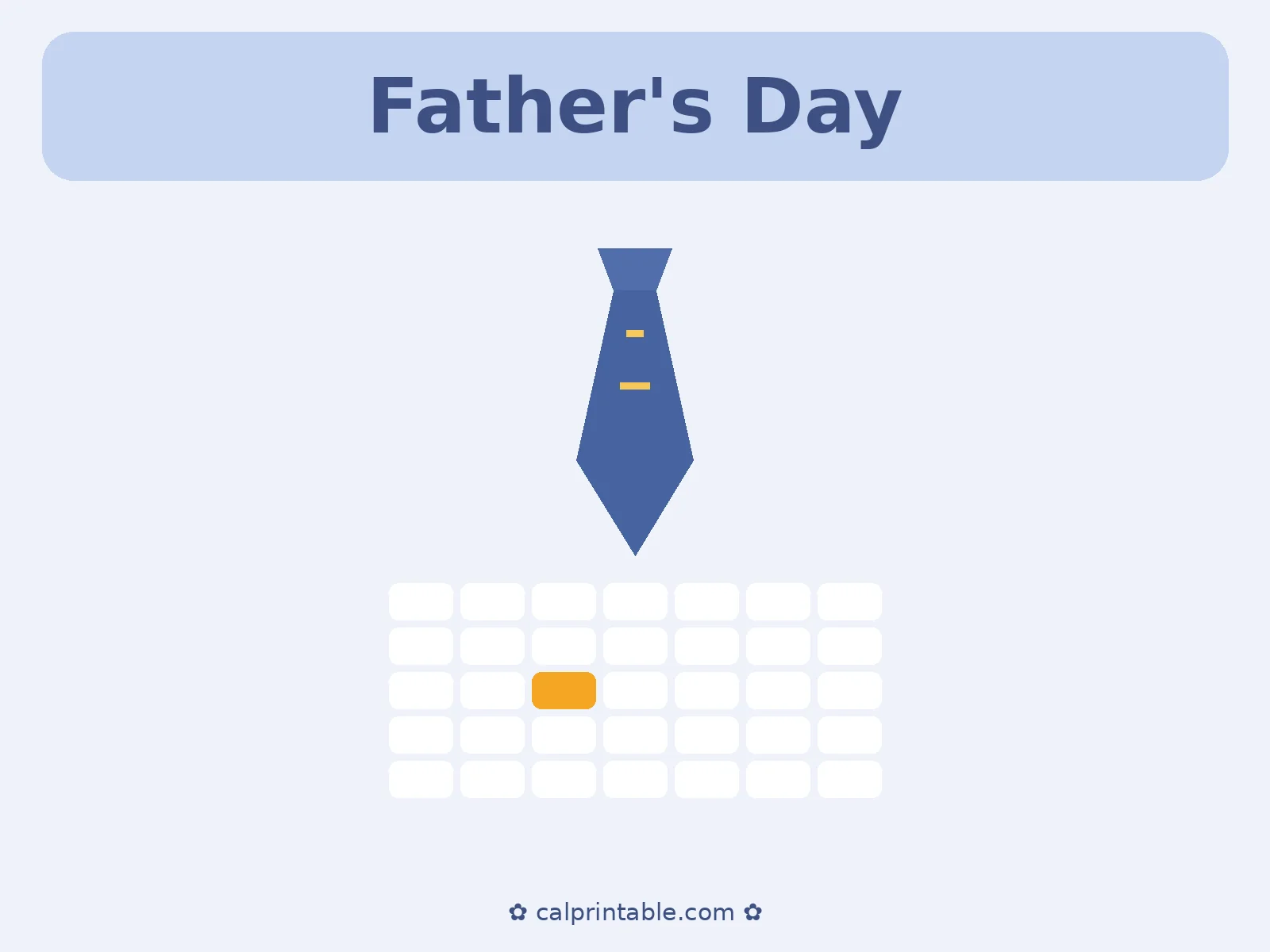 Father's Day 2027 calendar — June 20, 2027 highlighted, printable
