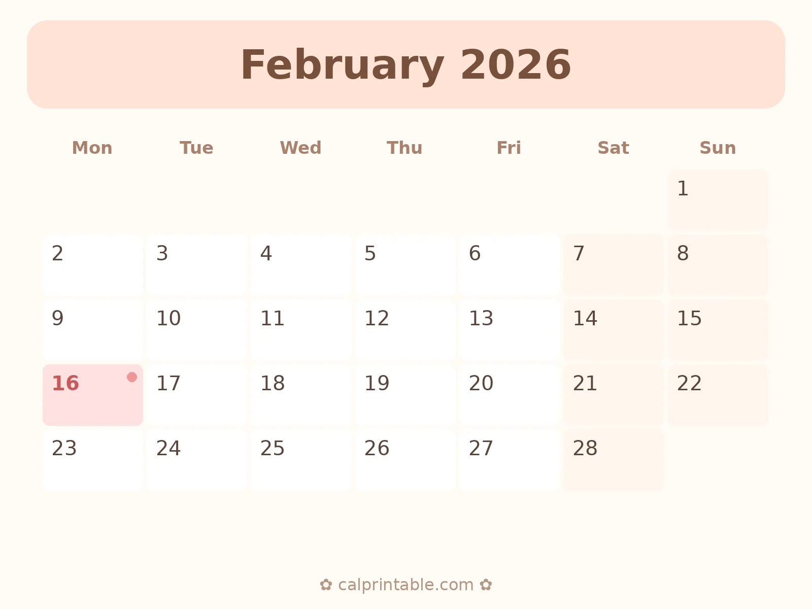 February & March 2026 Calendar — printable